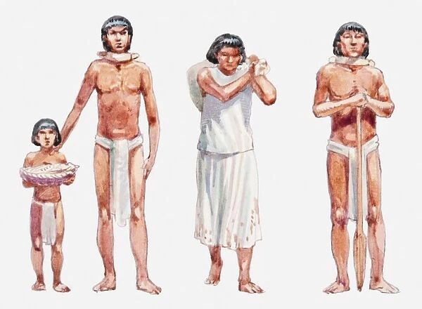 Illustration of four Aztec slaves