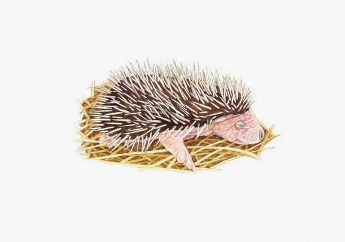 Framed Print : Illustration of baby European Hedgehog (Erinaceus europaeus) in nest Framed Print : Illustration of baby European Hedgehog (Erinaceus europaeus) in nest