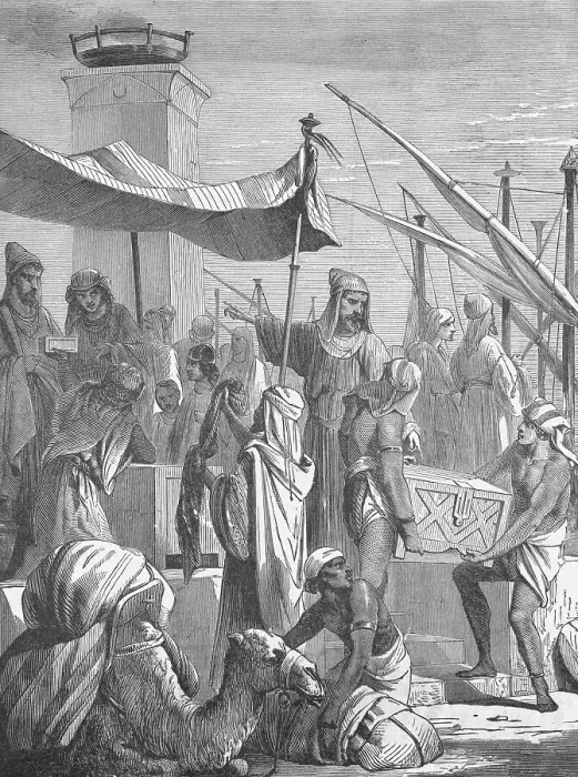 Framed Print : Illustration of Babylonian Merchants Framed Print : Illustration of Babylonian Merchants