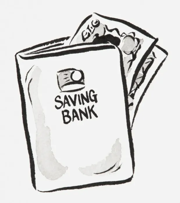 Framed Print : Illustration of bank book containing some banknotes Framed Print : Illustration of bank book containing some banknotes