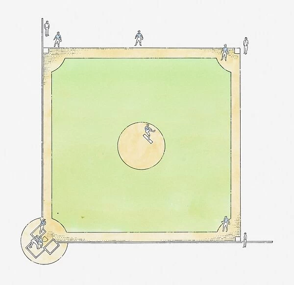 Illustration of a baseball diamond, view from above