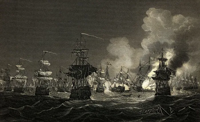 Framed Print : Illustration of the Battle of the Nile by Albert Henry Payne Framed Print : Illustration of the Battle of the Nile by Albert Henry Payne