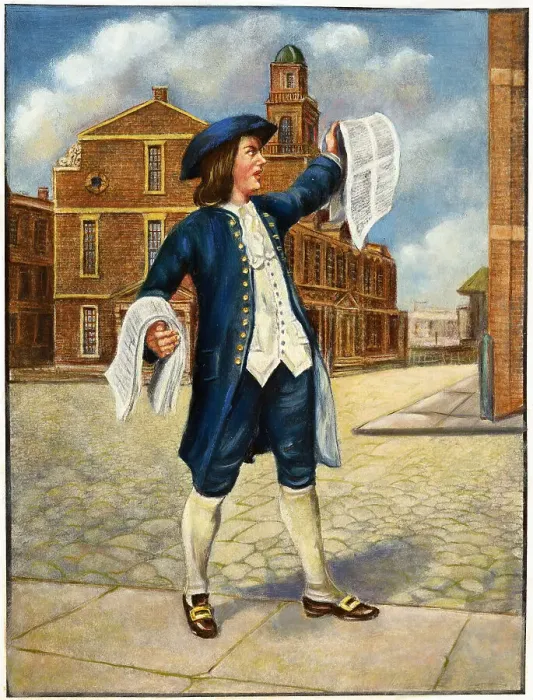 Framed Print : Illustration of Benjamin Franklin Selling Ballads Framed Print : Illustration of Benjamin Franklin Selling Ballads