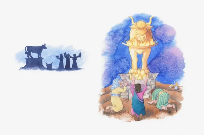 Framed Print : Illustration of a bible scene, 1 Kings 11, Solomon builds and worships statues instead of God Framed Print : Illustration of a bible scene, 1 Kings 11, Solomon builds and worships statues instead of God