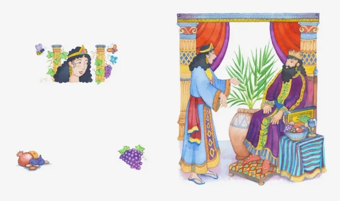 Framed Print : Illustration of a bible scene, Esther 5-8: Queen Esther persuades King Ahasuerus to help the Jews Framed Print : Illustration of a bible scene, Esther 5-8: Queen Esther persuades King Ahasuerus to help the Jews