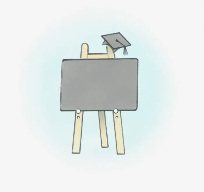 Framed Print : Illustration of blackboard and mortar board