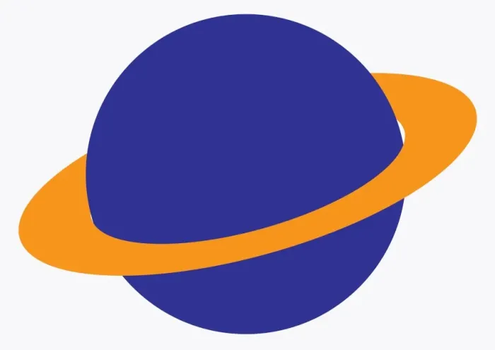 Framed Print : Illustration of blue planet with orange ring Framed Print : Illustration of blue planet with orange ring