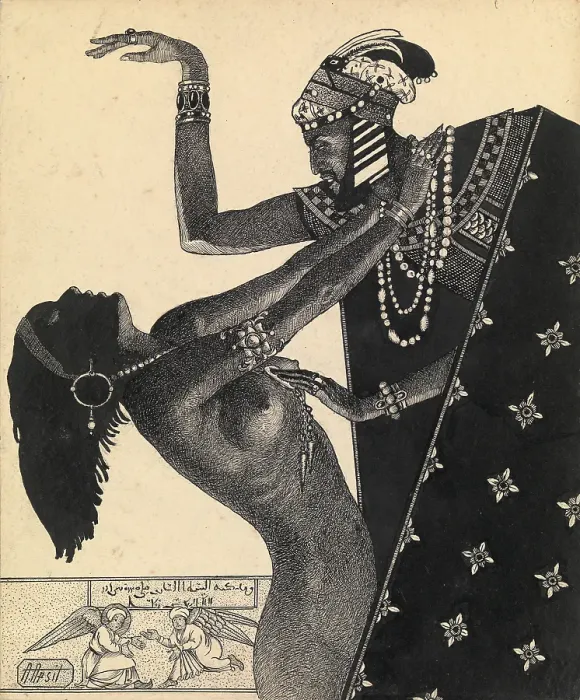 Framed Print : Illustration to the Book One Thousand and One Nights. Artist: Apsit, Alexander Petrovich (1880-1944) Framed Print : Illustration to the Book One Thousand and One Nights. Artist: Apsit, Alexander Petrovich (1880-1944)