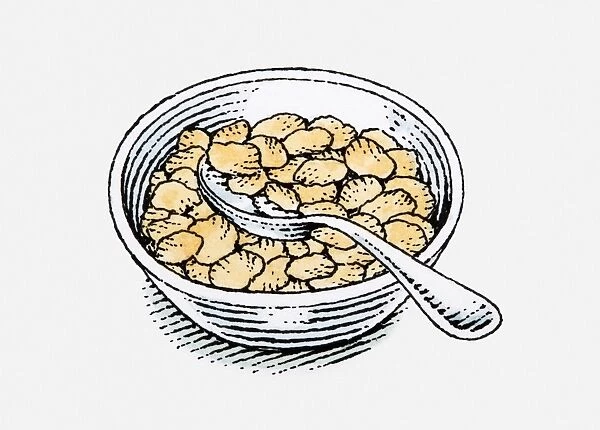 Illustration of bowl of rice based breakfast cereal