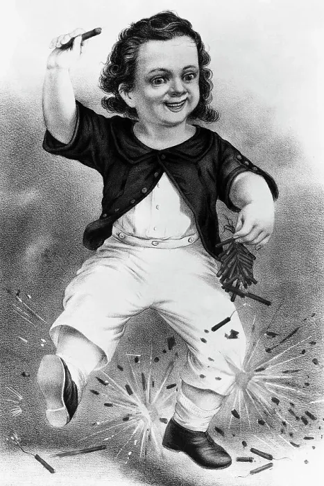 Framed Print : Illustration of Boy with Firecrackers Framed Print : Illustration of Boy with Firecrackers