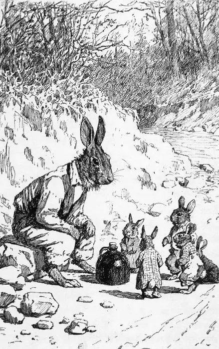 Framed Print : Illustration of Brer Rabbit with Little Rabbits Framed Print : Illustration of Brer Rabbit with Little Rabbits