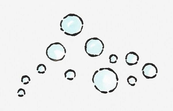 Illustration of bubbles in mid air