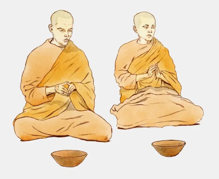 Framed Print : Illustration of two Buddhist monks
