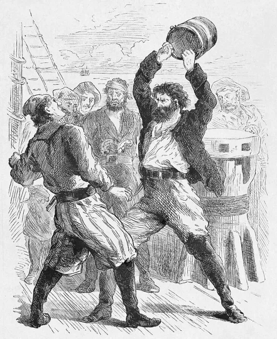 Framed Print : Illustration of Captain Kidd Hitting Attacking Tom Moore Framed Print : Illustration of Captain Kidd Hitting Attacking Tom Moore
