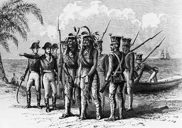 Framed Print : Illustration of the Capture of Seminole Indian Chiefs Framed Print : Illustration of the Capture of Seminole Indian Chiefs