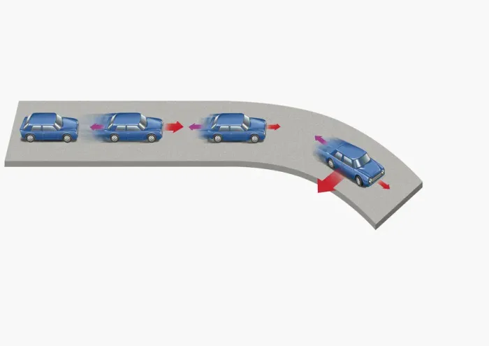 Framed Print : Illustration of a car accelerating around a bend