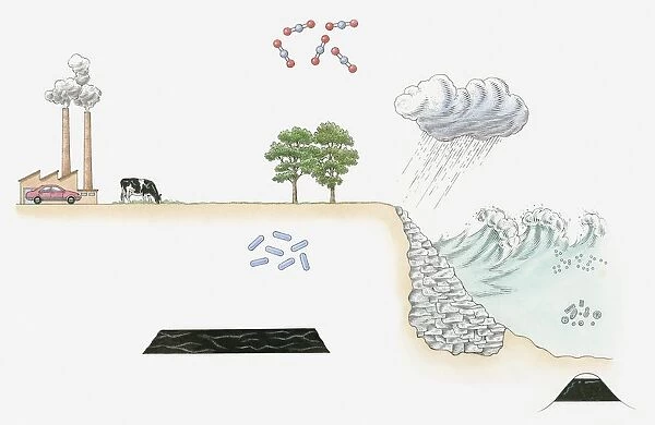 Illustration of carbon cycle on Earth