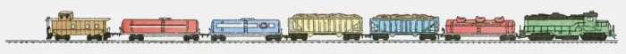 Framed Print : Illustration of cargo train on the move Framed Print : Illustration of cargo train on the move