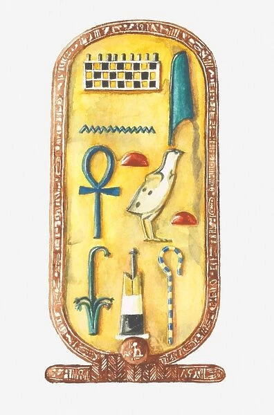 Illustration of cartouche box from Tutankhamuns tomb