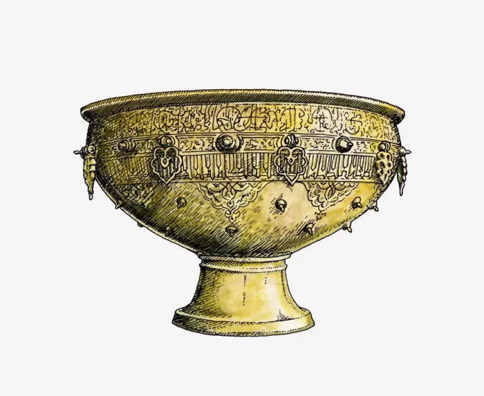 Framed Print : Illustration of cast-bronze cauldron made for Timur (Tamerlane), Samarkand, Uzbekistan