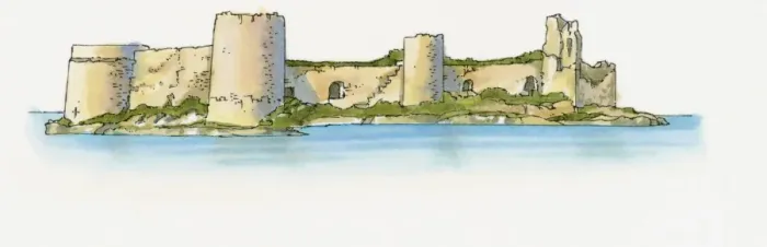 Framed Print : Illustration of castle in the Mediterranean Sea near Kizkalesi, Turkey Framed Print : Illustration of castle in the Mediterranean Sea near Kizkalesi, Turkey