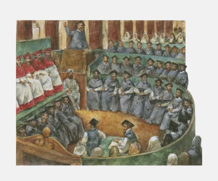 Framed Print : Illustration of Catholic leaders meeting at Council of Trent during Counter-Reformation Framed Print : Illustration of Catholic leaders meeting at Council of Trent during Counter-Reformation