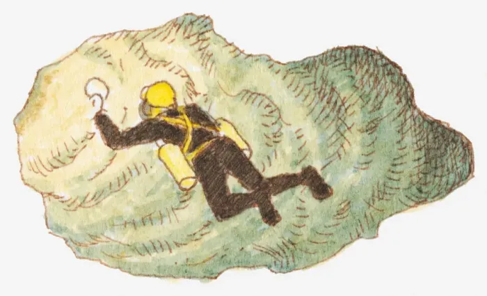 Framed Print : Illustration of a cave diver Framed Print : Illustration of a cave diver