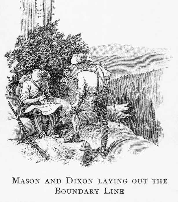Framed Print : Illustration of Charles Mason and Jeremiah Dixon Laying Out the Boundary Line Separating Pennsylvania and Maryland Framed Print : Illustration of Charles Mason and Jeremiah Dixon Laying Out the Boundary Line Separating Pennsylvania and Maryland
