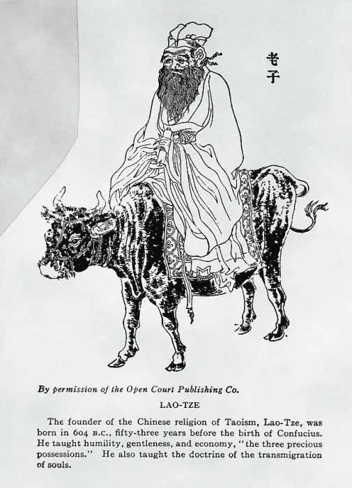 Framed Print : Illustration of Chinese Philosopher Laotse Riding Cow