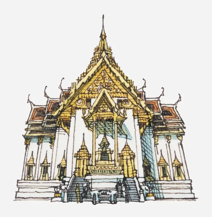 Framed Print : Illustration of Chinese temple facade Framed Print : Illustration of Chinese temple facade