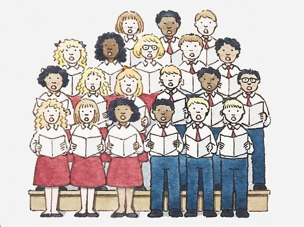 Illustration of a choir of boys and girls