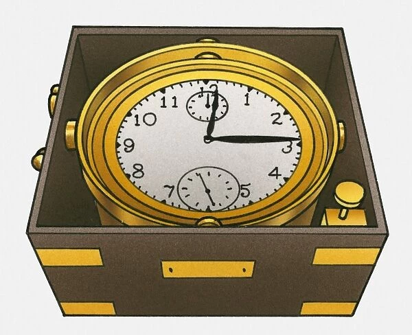 Illustration of chronometer in box