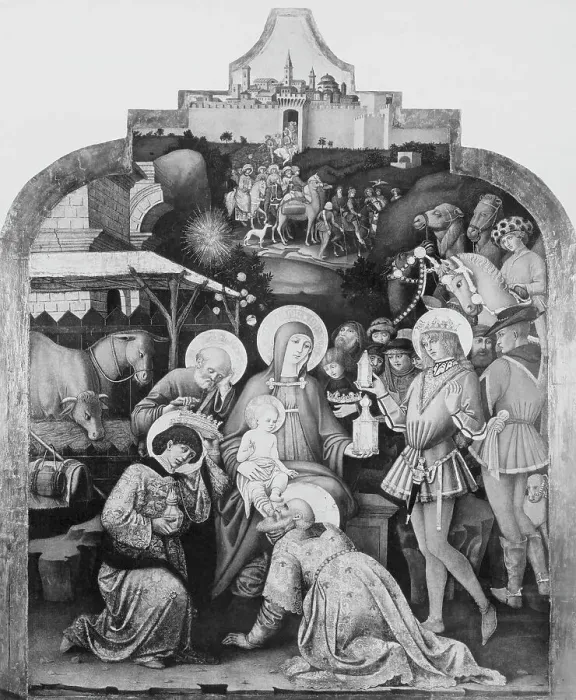 Framed Print : Illustration of Citizens Paying Tribute to Infant King Framed Print : Illustration of Citizens Paying Tribute to Infant King