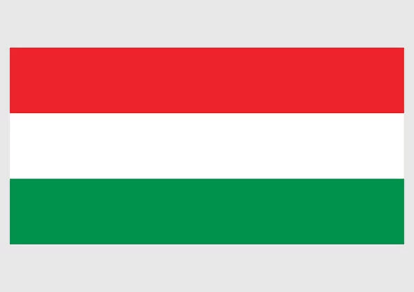 Illustration of civil and state flag of Hungary, a horizontal tricolor of red, white and green