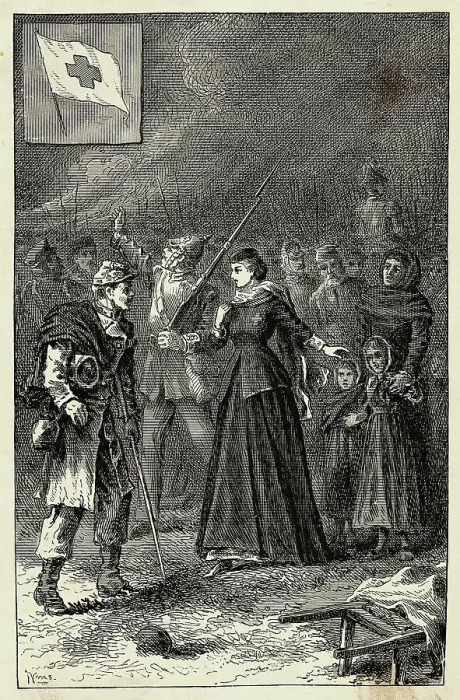 Framed Print : Illustration of Clara Barton Entering Strasburg with German Army Framed Print : Illustration of Clara Barton Entering Strasburg with German Army