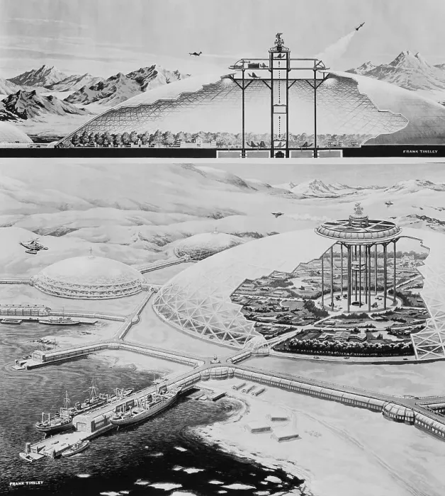 Framed Print : Illustration of a Climatized Arctic Airbase from Mechanix Illustrated Magazine