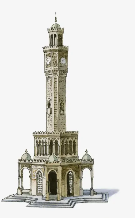 Framed Print : Illustration of Clock Tower, Konak, built in 1902 Framed Print : Illustration of Clock Tower, Konak, built in 1902