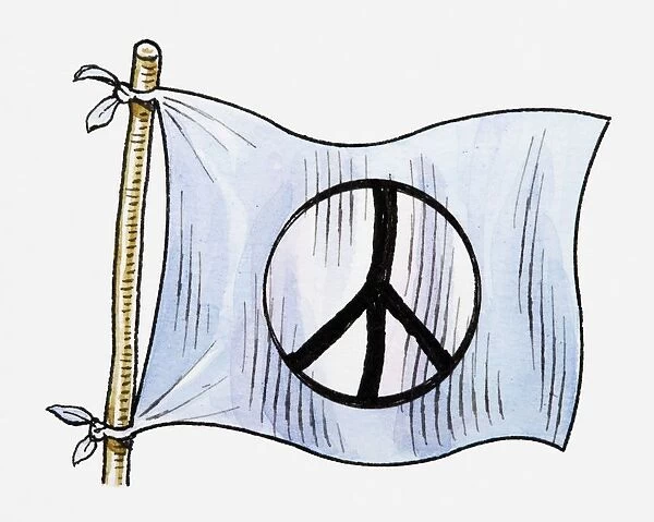 Illustration of CND sign on white flag