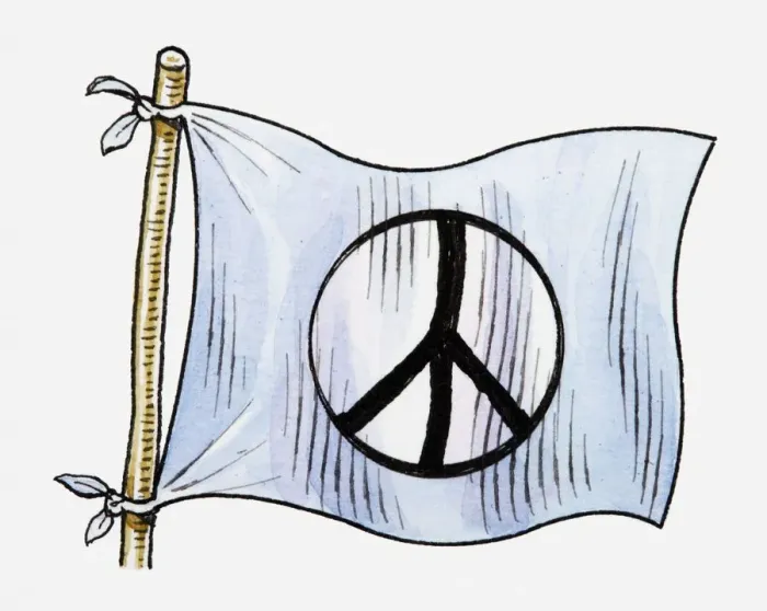 Framed Print : Illustration of CND sign on white flag Framed Print : Illustration of CND sign on white flag