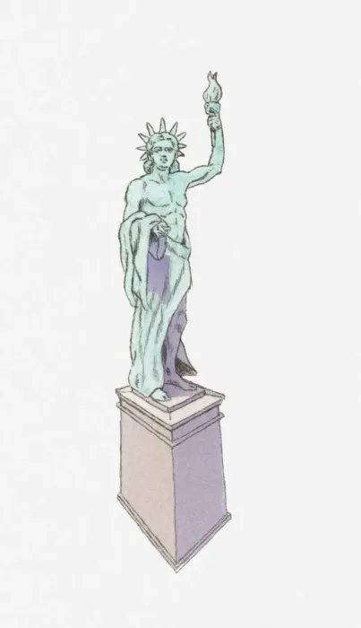 Framed Print : Illustration of Colossus of Rhodes, statue of Greek god Helios