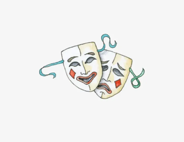 Framed Print : Illustration of comedy and tragedy theatre masks Framed Print : Illustration of comedy and tragedy theatre masks