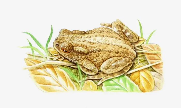 Framed Print : Illustration of Common Toad (Bufo bufo) camouflaged against dry leaves Framed Print : Illustration of Common Toad (Bufo bufo) camouflaged against dry leaves