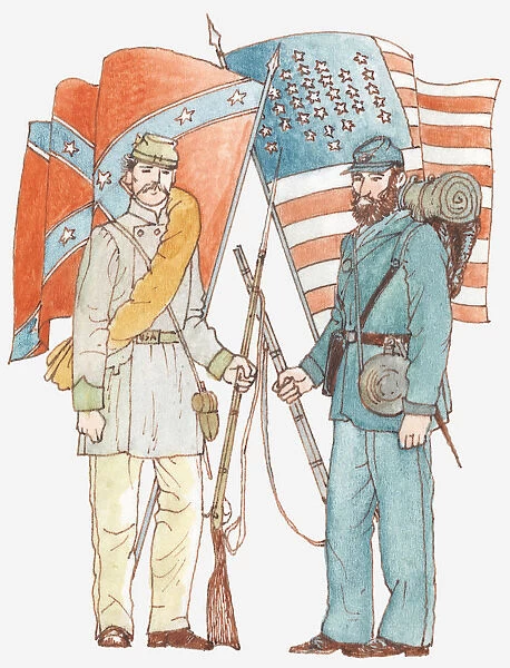 Illustration of Confederate and Union soldiers from the American Civil War