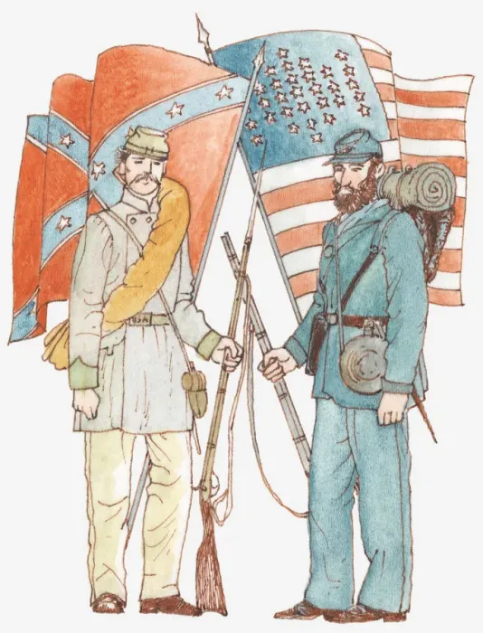 Framed Print : Illustration of Confederate and Union soldiers from the American Civil War Framed Print : Illustration of Confederate and Union soldiers from the American Civil War
