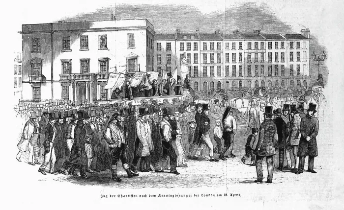 Framed Print : Illustration of Congregation Marching on London Street Framed Print : Illustration of Congregation Marching on London Street