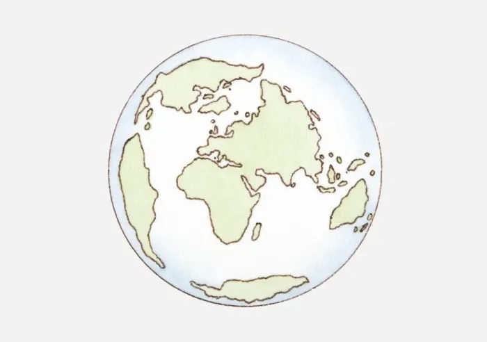 Framed Print : Illustration of continent distribution c. 65 mya, Cenozoic era Framed Print : Illustration of continent distribution c. 65 mya, Cenozoic era
