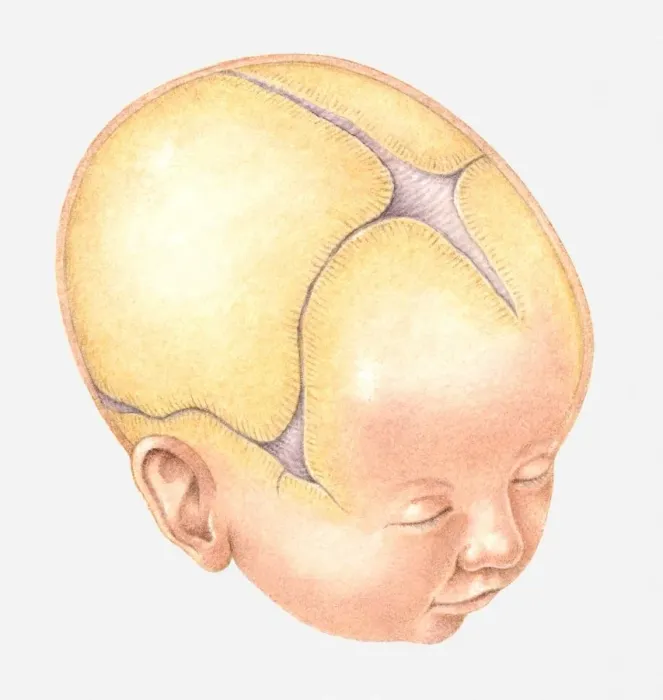 Framed Print : Illustration of Coronal Suture on head of newborn baby Framed Print : Illustration of Coronal Suture on head of newborn baby
