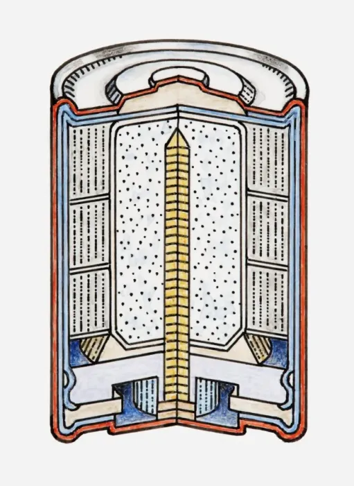 Framed Print : Illustration of cross-section through battery Framed Print : Illustration of cross-section through battery