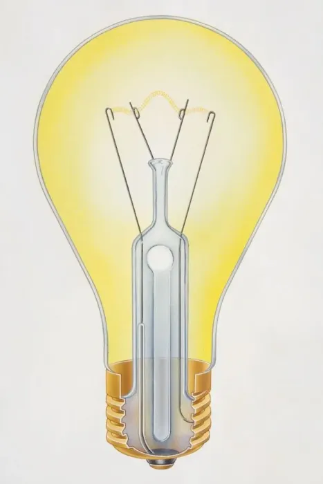 Framed Print : Illustration, cross-section diagram of screw-fitting light bulb Framed Print : Illustration, cross-section diagram of screw-fitting light bulb