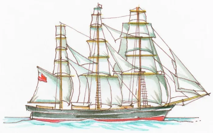 Framed Print : Illustration of Cutty Sark, a clipper ship built in 1869 Framed Print : Illustration of Cutty Sark, a clipper ship built in 1869